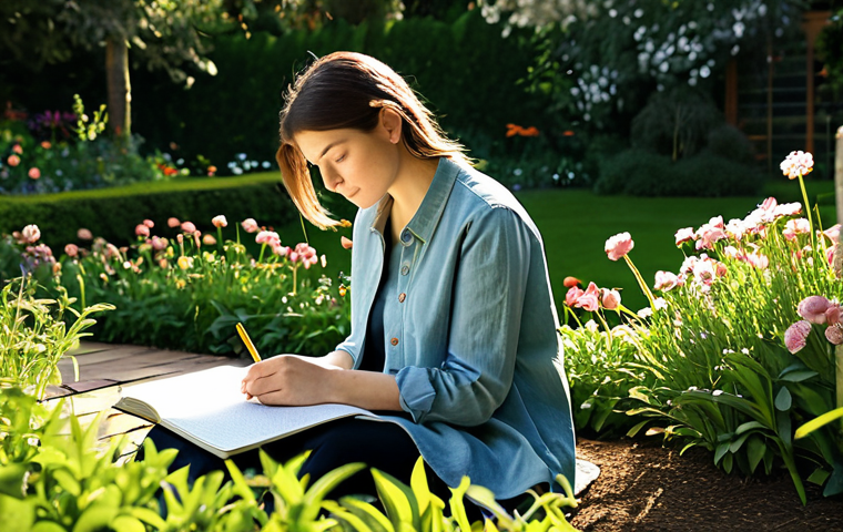 **
"A woman peacefully journaling in a sunlit garden, surrounded by blooming flowers, wearing comfortable, casual clothing, safe for work, appropriate content, fully clothed, professional, modest, natural proportions, perfect anatomy, soft lighting, illustrating the journey of self-discovery and reflection."
**