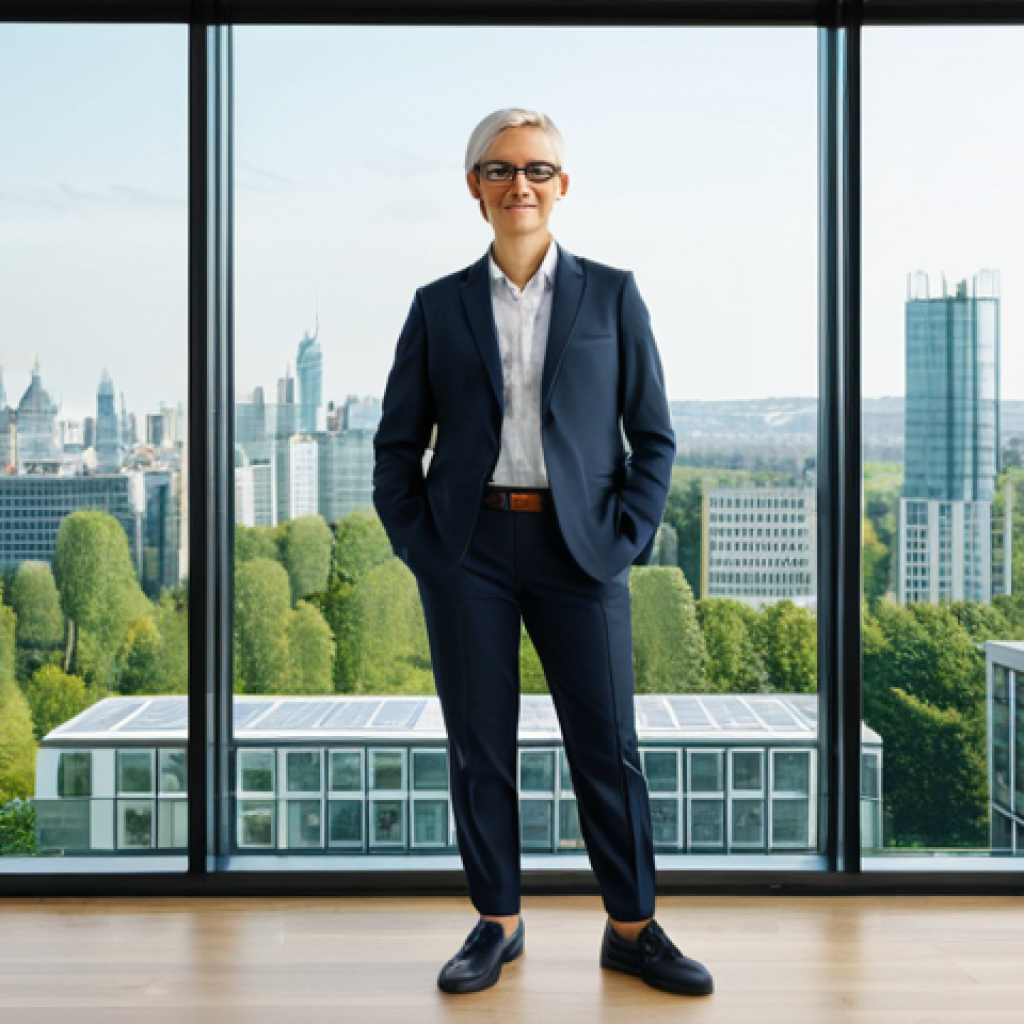 Sustainable Business**
"A professional environmental consultant, fully clothed in a modest blazer and smart trousers, stands confidently in a modern, eco-friendly office. Large windows overlook a green city landscape. Natural lighting. Safe for work, appropriate content, perfect anatomy, correct proportions, natural pose, professional photography, high quality, family-friendly."
**